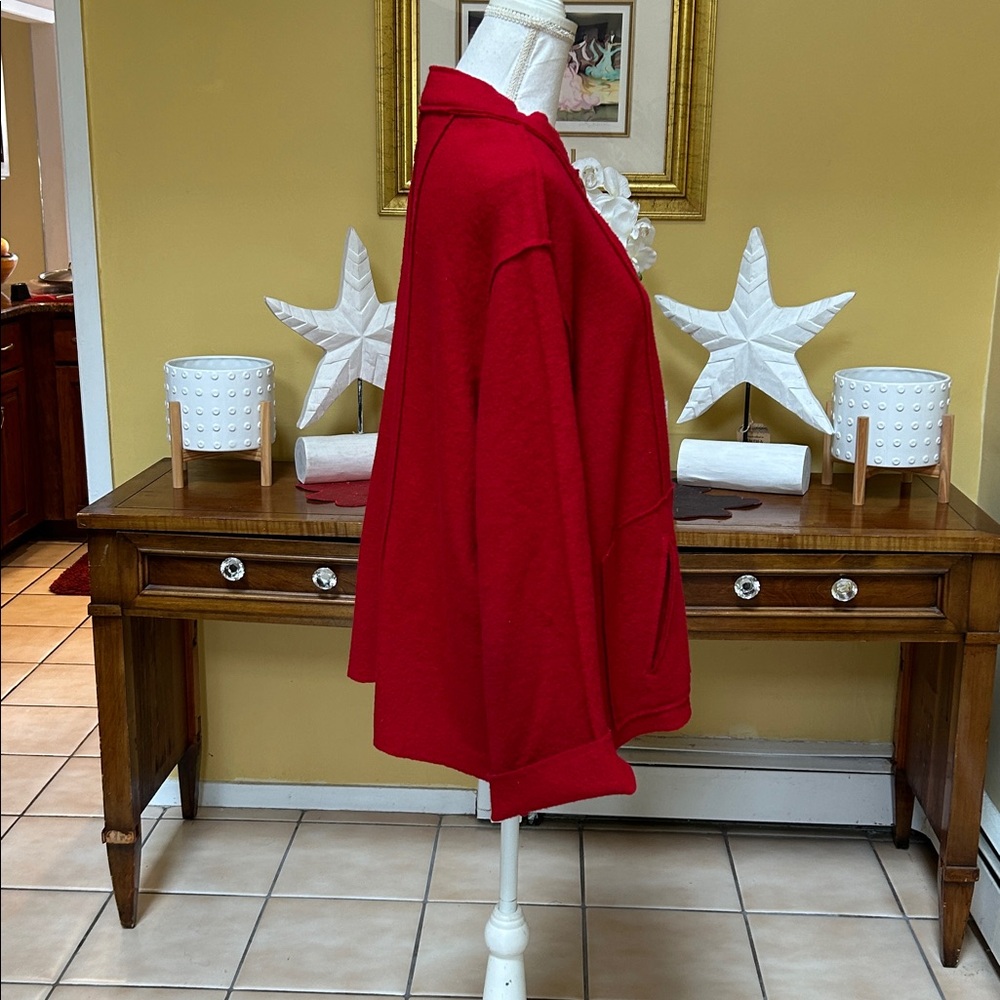 Coldwater Creek Women’s Vintage Artsy Wool Blend Red Holiday Jacket Coat Size 1X - Picture 6 of 15